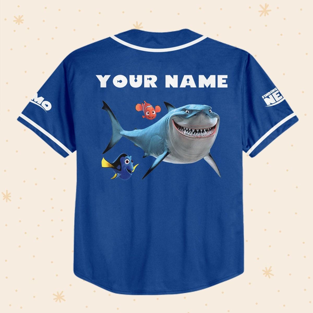 Personalized Disney Finding Nemo Dory And Bruce Baseball Jersey 3