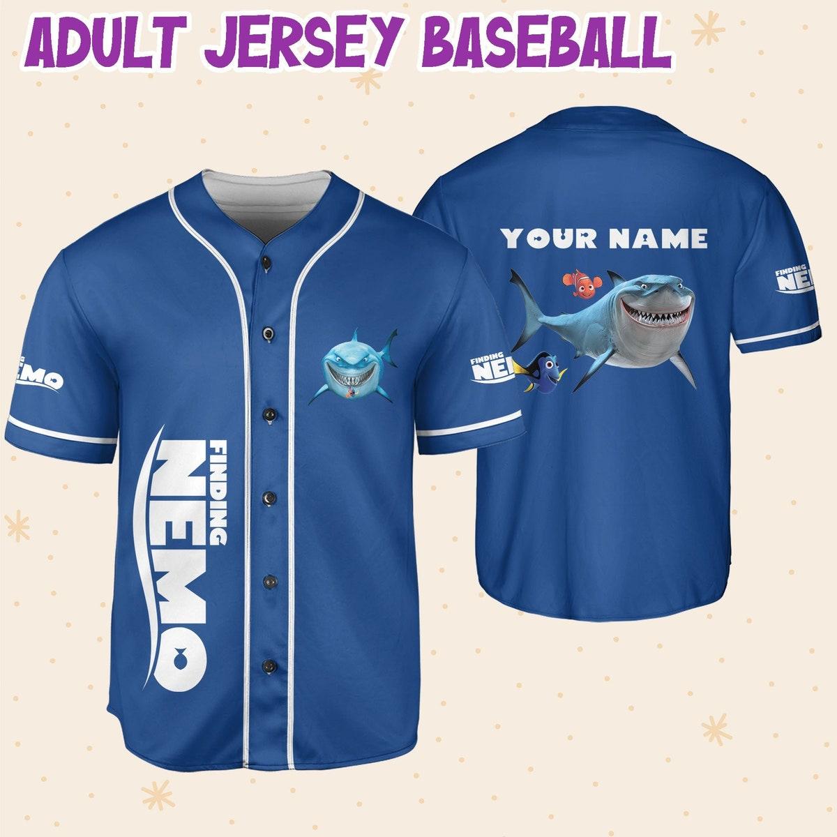 Personalized Disney Finding Nemo Dory And Bruce Baseball Jersey 6