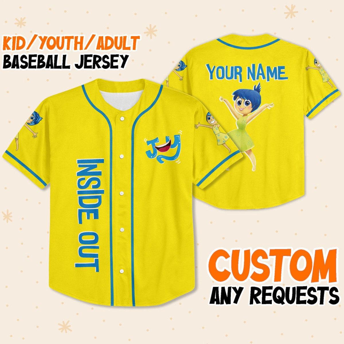 Personalized Disney Inside Out Joy Typographic Emotions Baseball Jersey 1