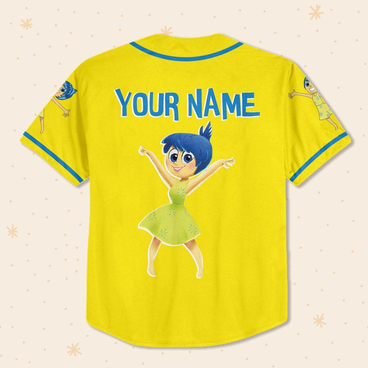 Personalized Disney Inside Out Joy Typographic Emotions Baseball Jersey 3