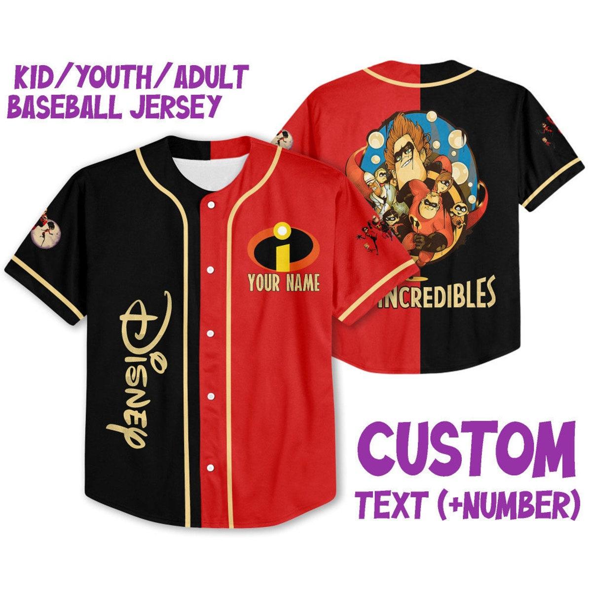 Personalized Disney The Incredibles Characters Awesome Baseball Jersey 1