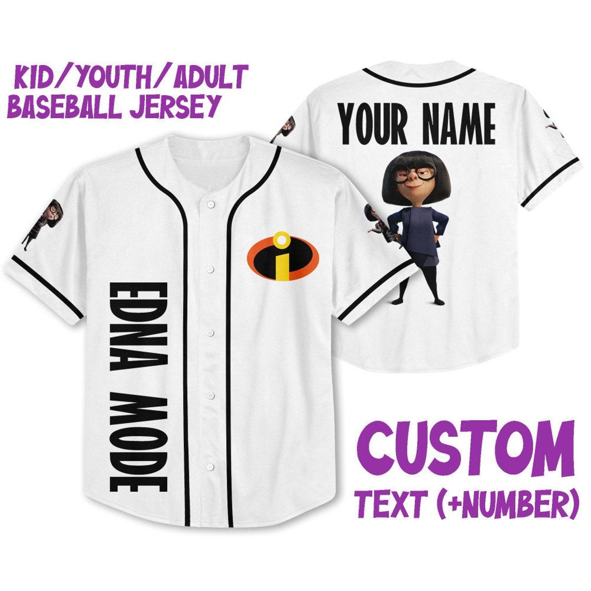 Personalized Disney The Incredibles Edna Mode Baseball Jersey 1