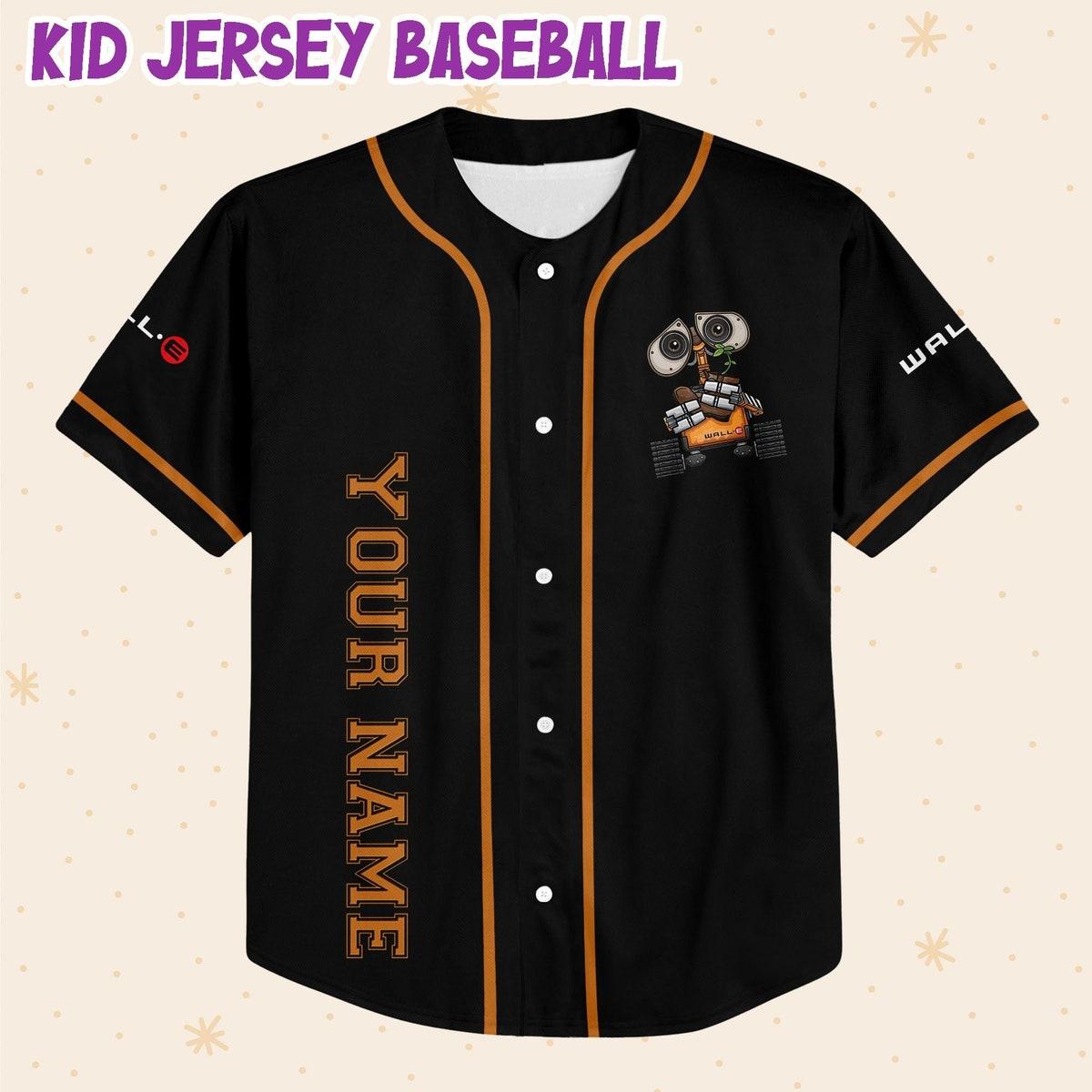 Personalized Disney Wall e Black Color Baseball Jersey 2