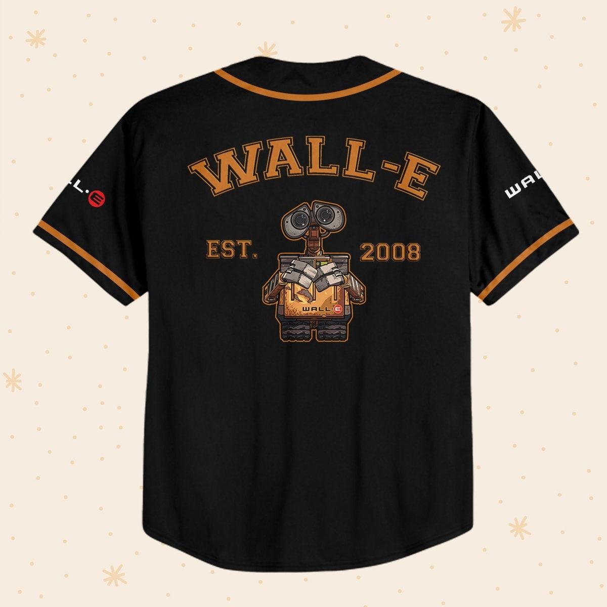 Personalized Disney Wall e Black Color Baseball Jersey 3