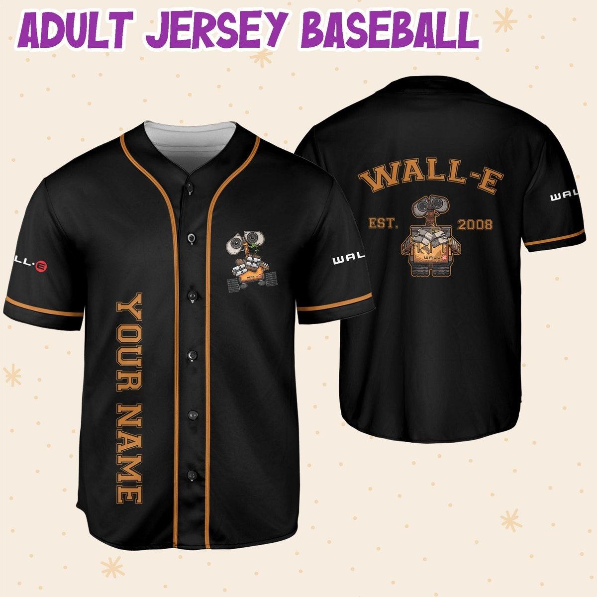 Personalized Disney Wall e Black Color Baseball Jersey 6