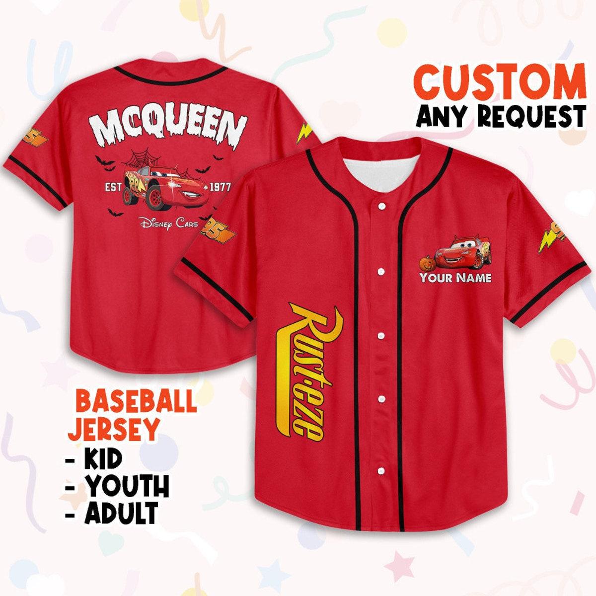 Personalized Halloween Cars Mcqueen Characters Baseball Jersey 1