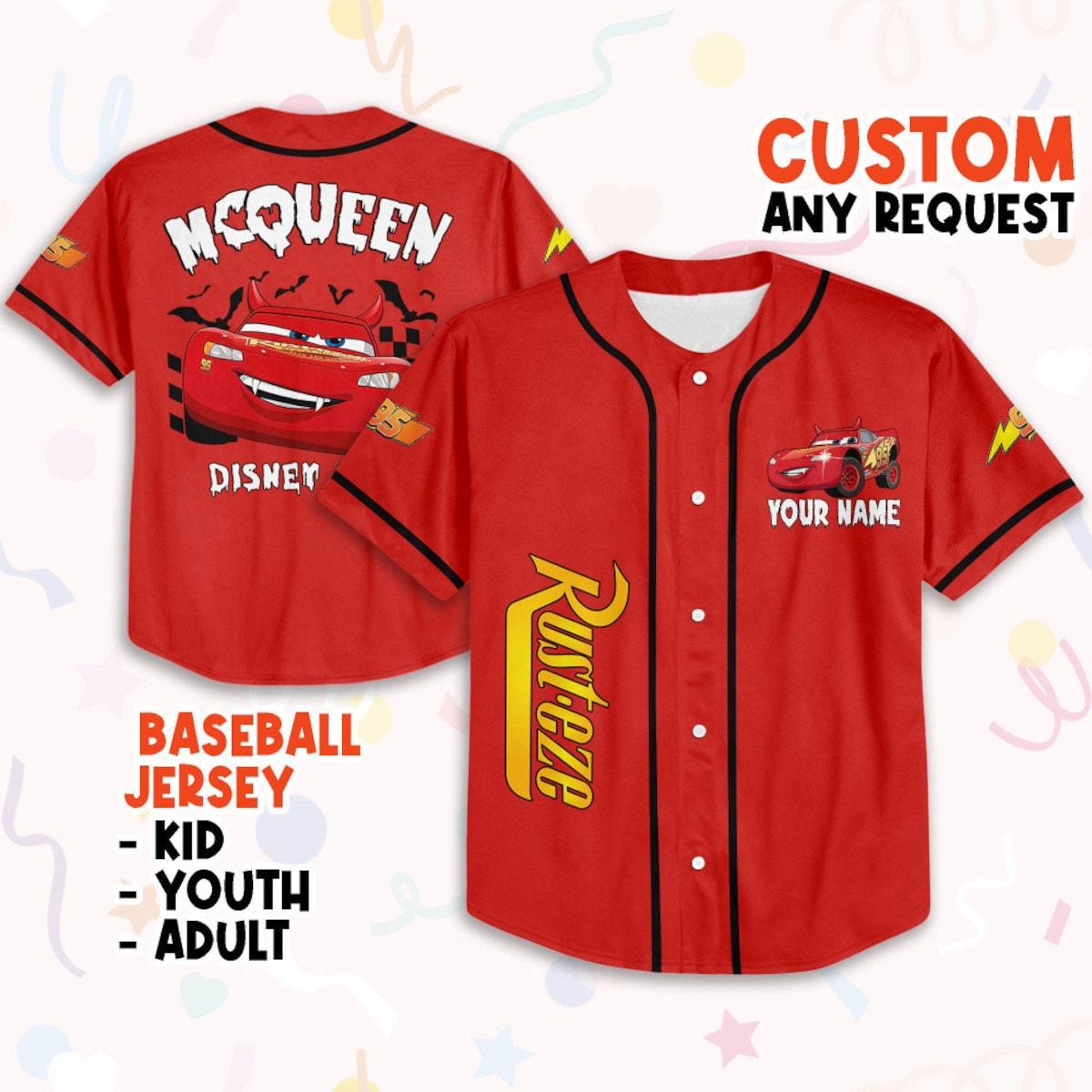 Personalized Halloween Cars Mcqueen Disney Cars Disney Baseball Jersey 1