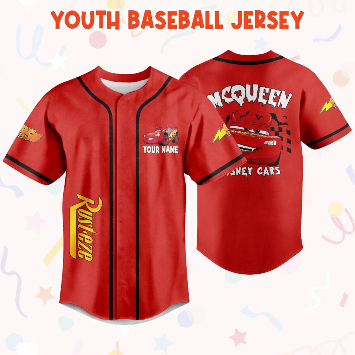 Personalized Halloween Cars Mcqueen Disney Cars Disney Baseball Jersey 5