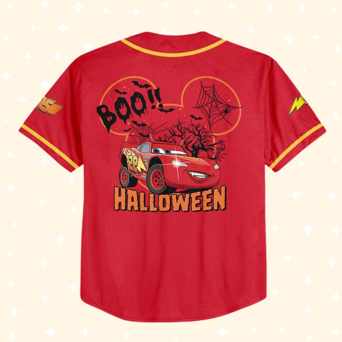 Personalized Halloween Cars Mickey Head Mcqueen Boo Baseball Jersey 3