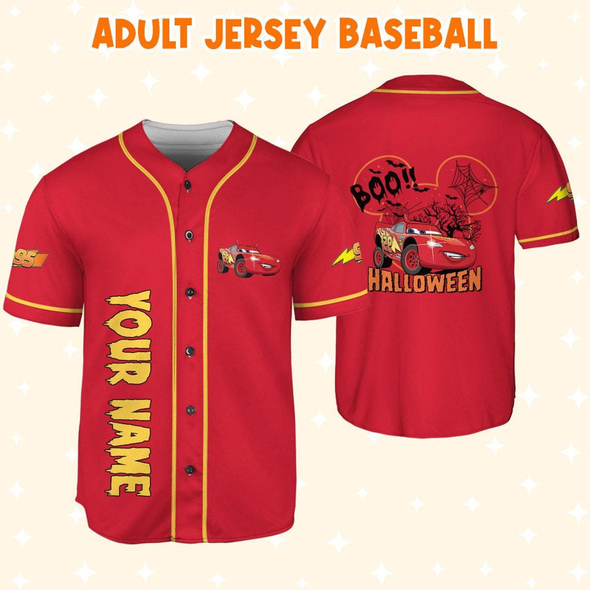 Personalized Halloween Cars Mickey Head Mcqueen Boo Baseball Jersey 6