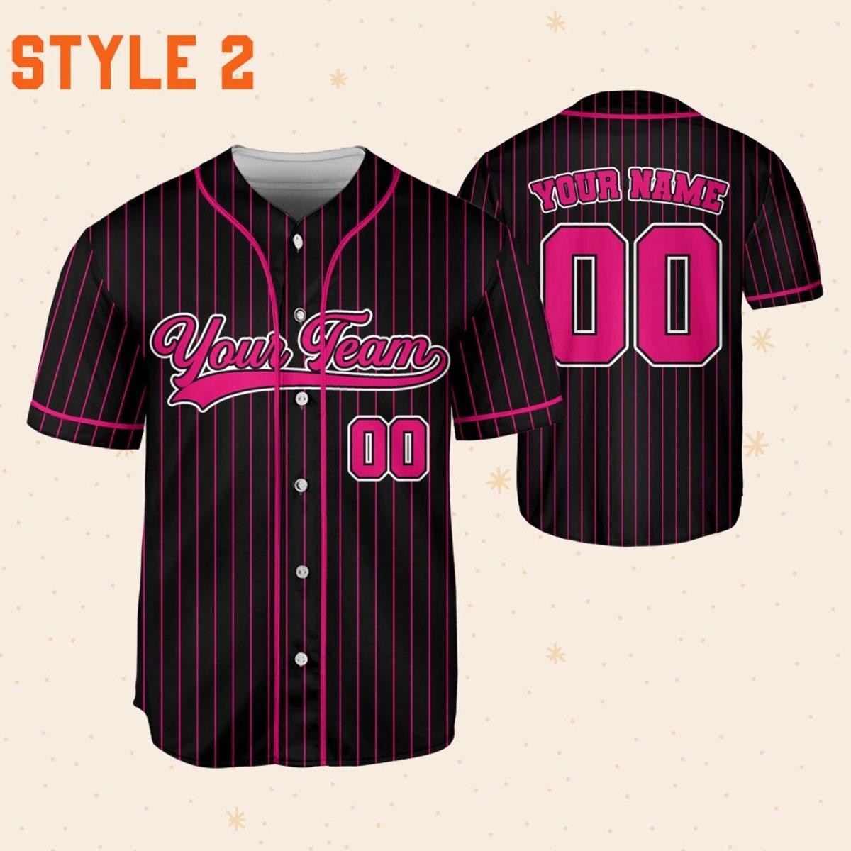 Personalized Team Name And Number Collection Pink Baseball Jersey 2