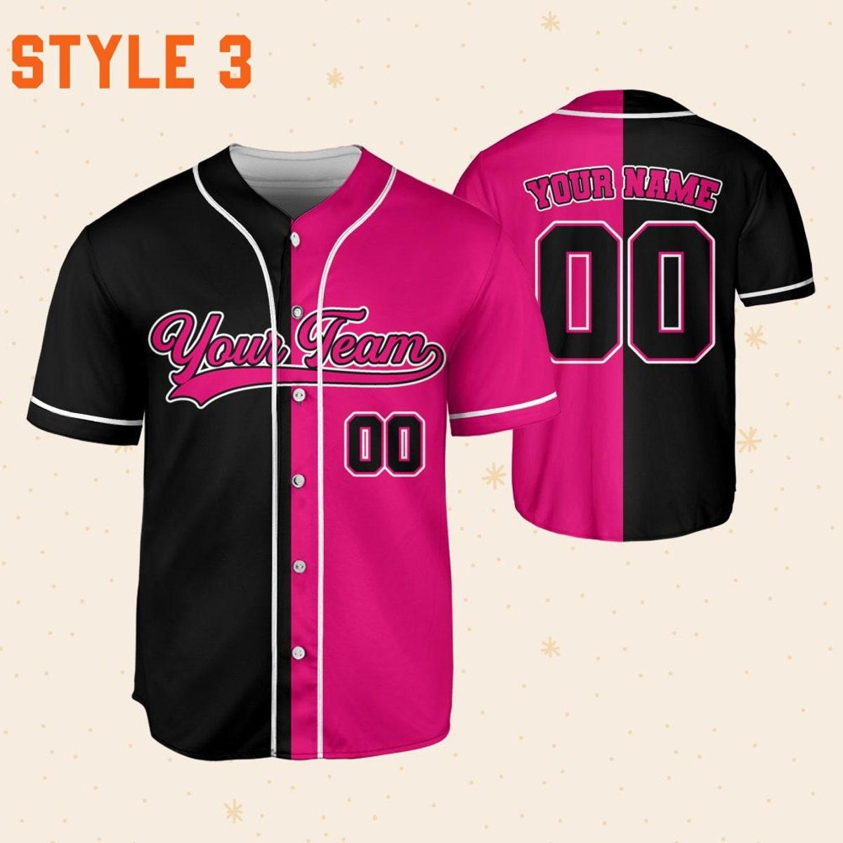 Personalized Team Name And Number Collection Pink Baseball Jersey 3