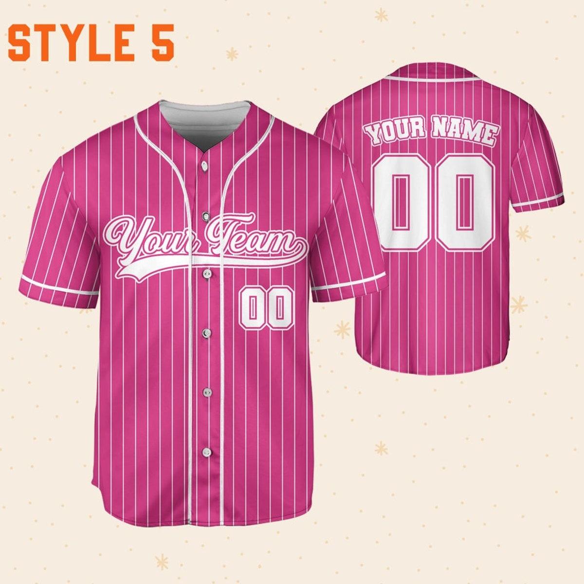 Personalized Team Name And Number Collection Pink Baseball Jersey 5