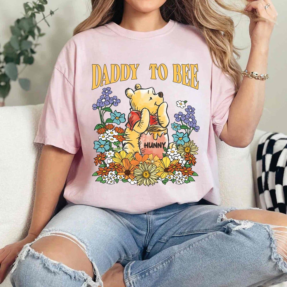 Personalized Vintage 70s Floral Disney Winnie The Pooh Mommy To Be Shirt 2