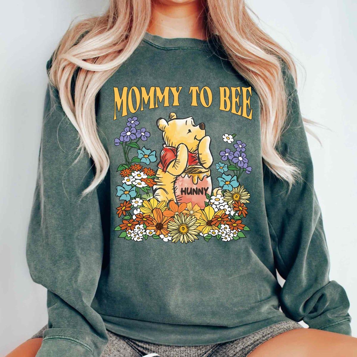 Personalized Vintage 70s Floral Disney Winnie The Pooh Mommy To Be Shirt 4