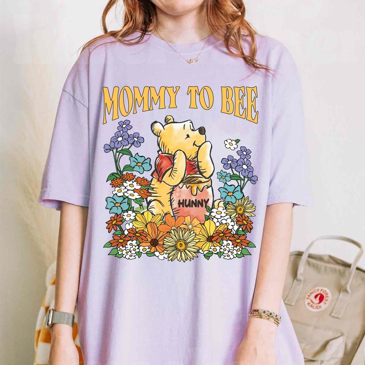 Personalized Vintage 70s Floral Disney Winnie The Pooh Mommy To Be Shirt 5