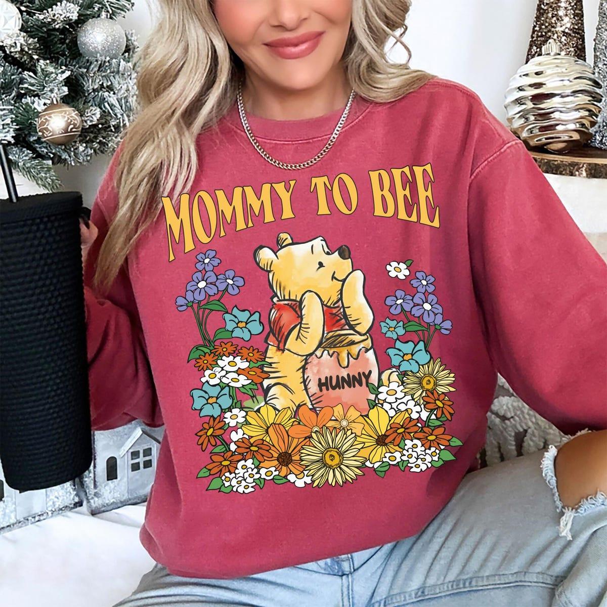 Personalized Vintage 70s Floral Disney Winnie The Pooh Mommy To Be Shirt 6