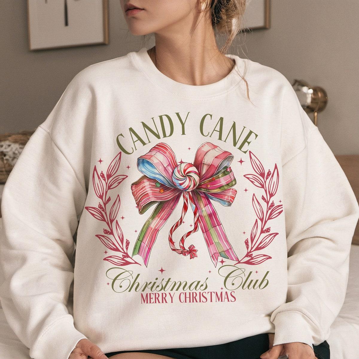 Pink Candy Cane Christmas Club Sweatshirts 1