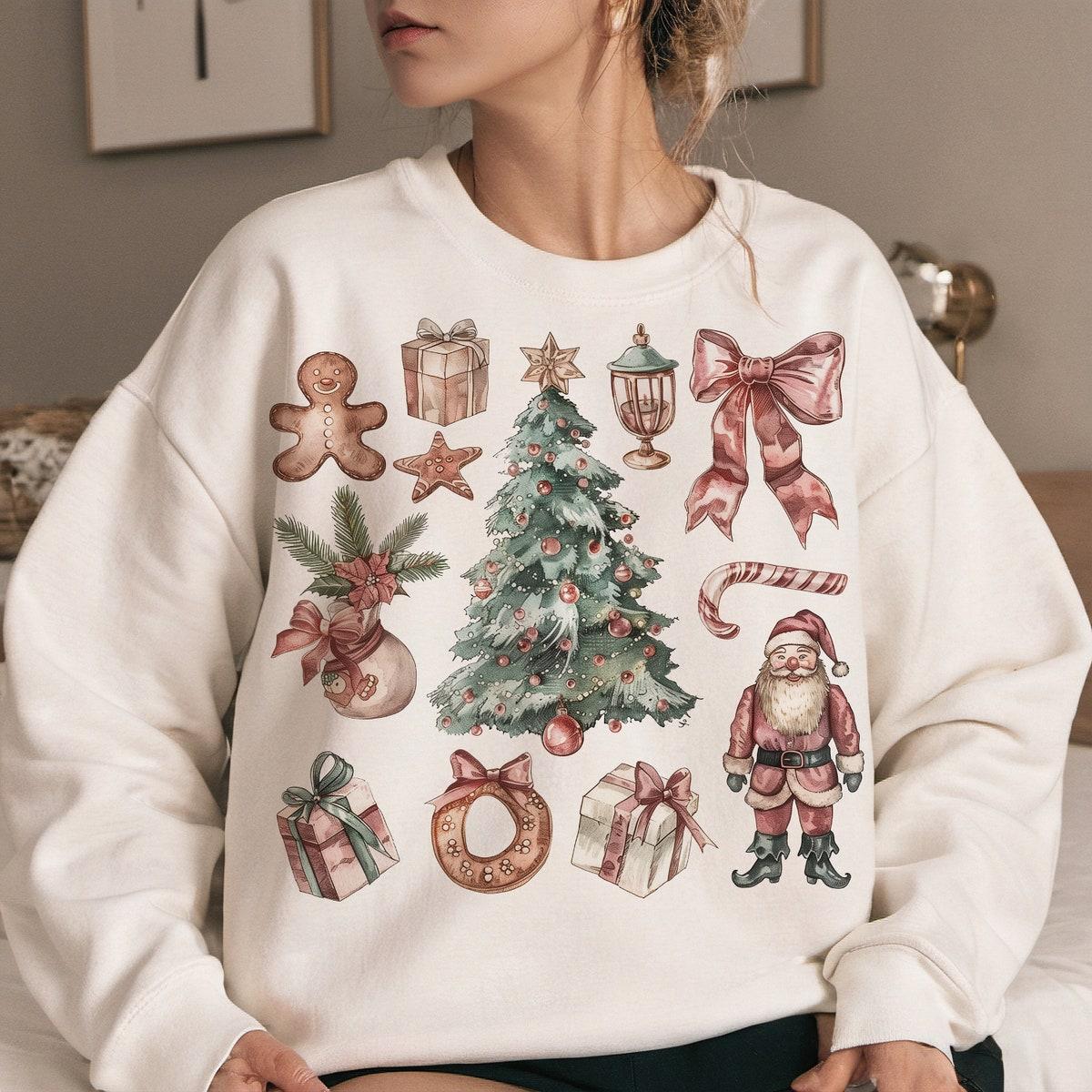 Pink Christmas Bow Christmas Season Sweatshirts 2