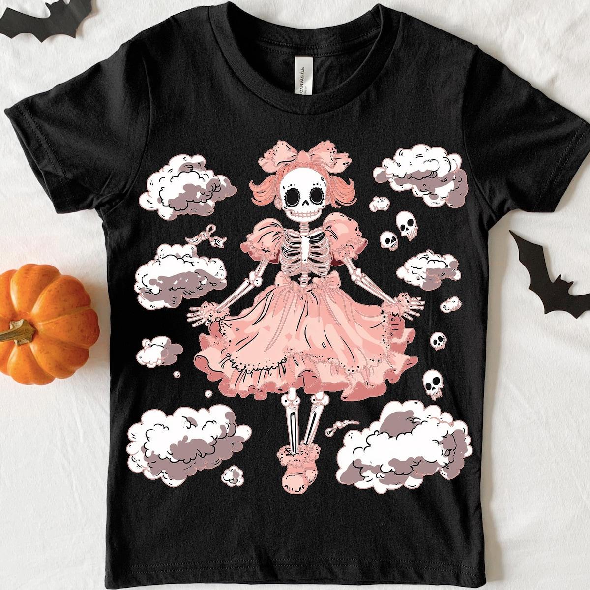 Pink Halloween Cute Skeleton Shirt 2