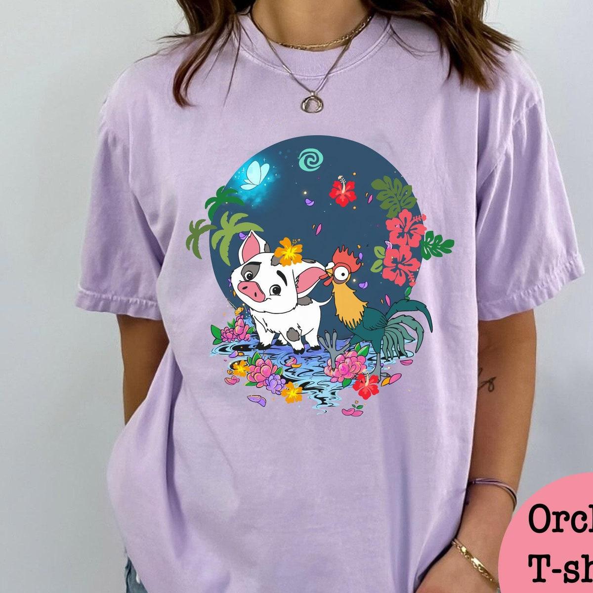 Pua Pig And Hei Hei Chicken Flowers Moana Floral Disney Shirt 6