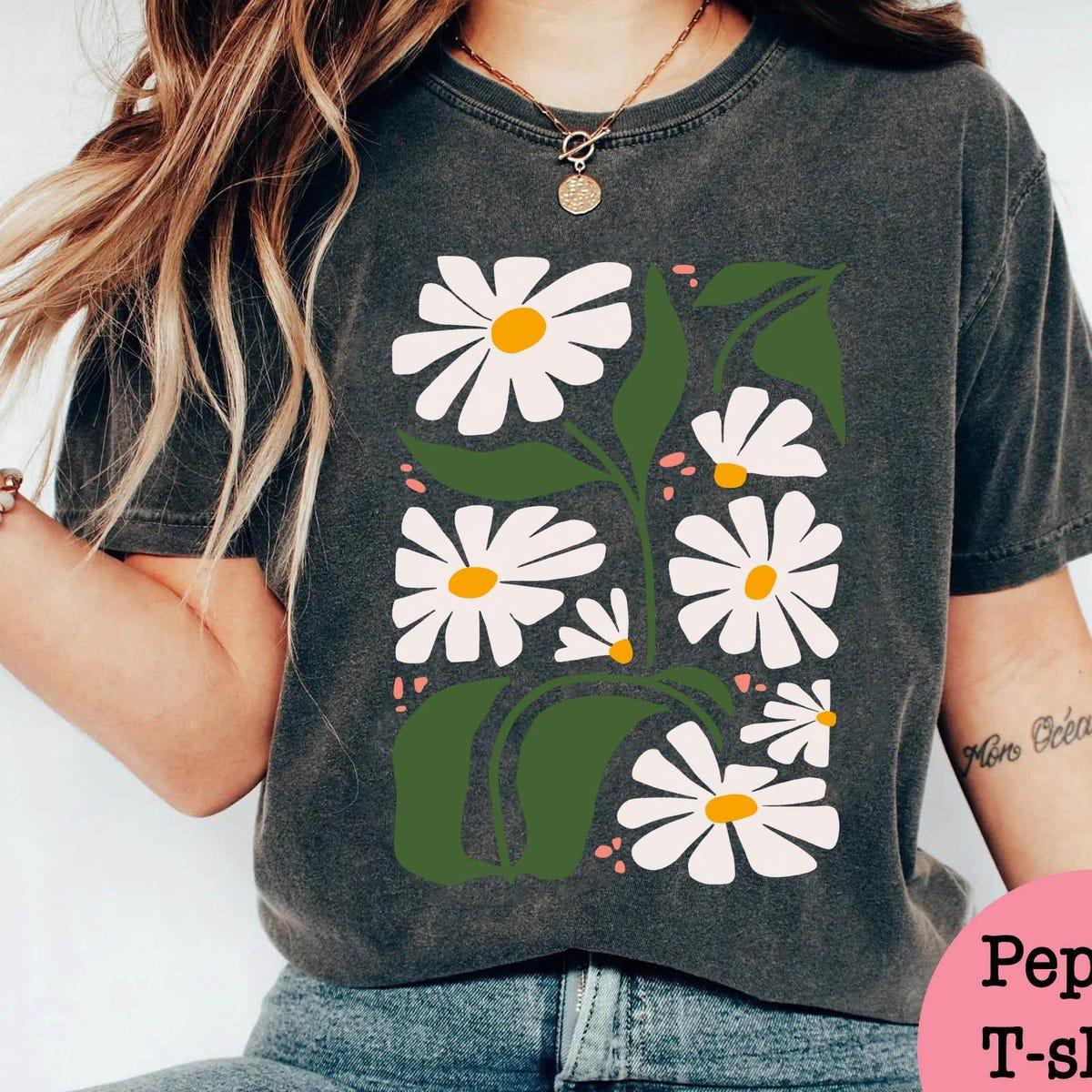 Retro 70s Daisy Boho Wildflower Flowers Botanical Shirt 1