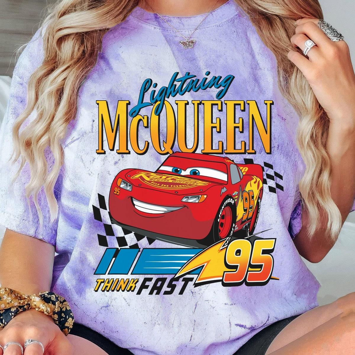 Retro Cars Lightning Mcqueen Checkered 95 Think Fast Shirt 6