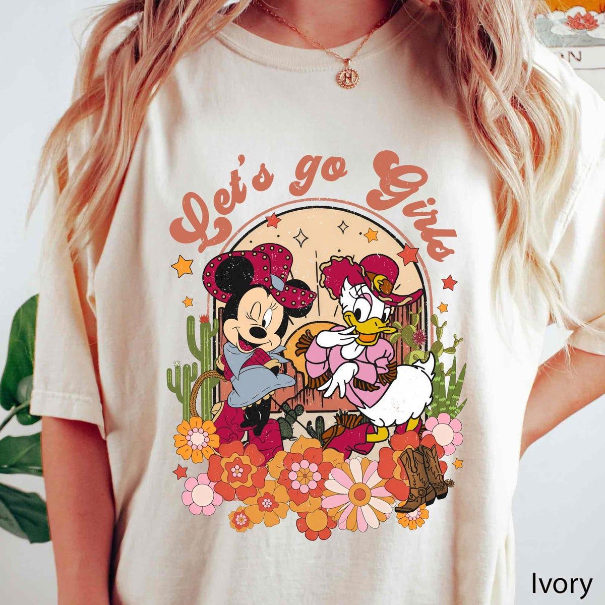 Retro Disney Let's Go Girls Cowgirl Minnie And Daisy Shirt 2