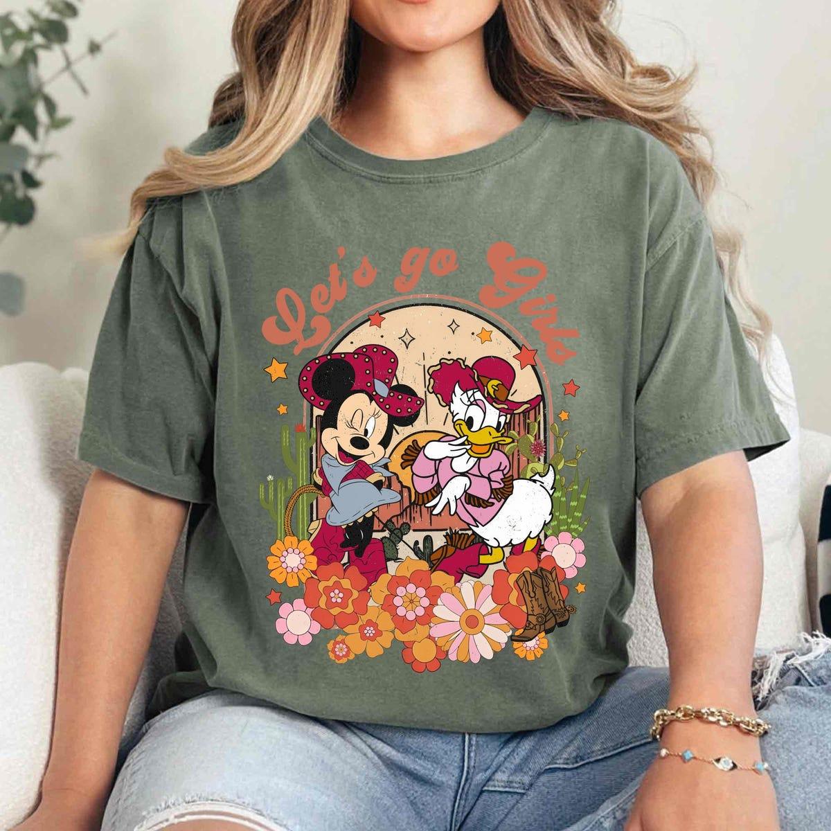 Retro Disney Let's Go Girls Cowgirl Minnie And Daisy Shirt 3