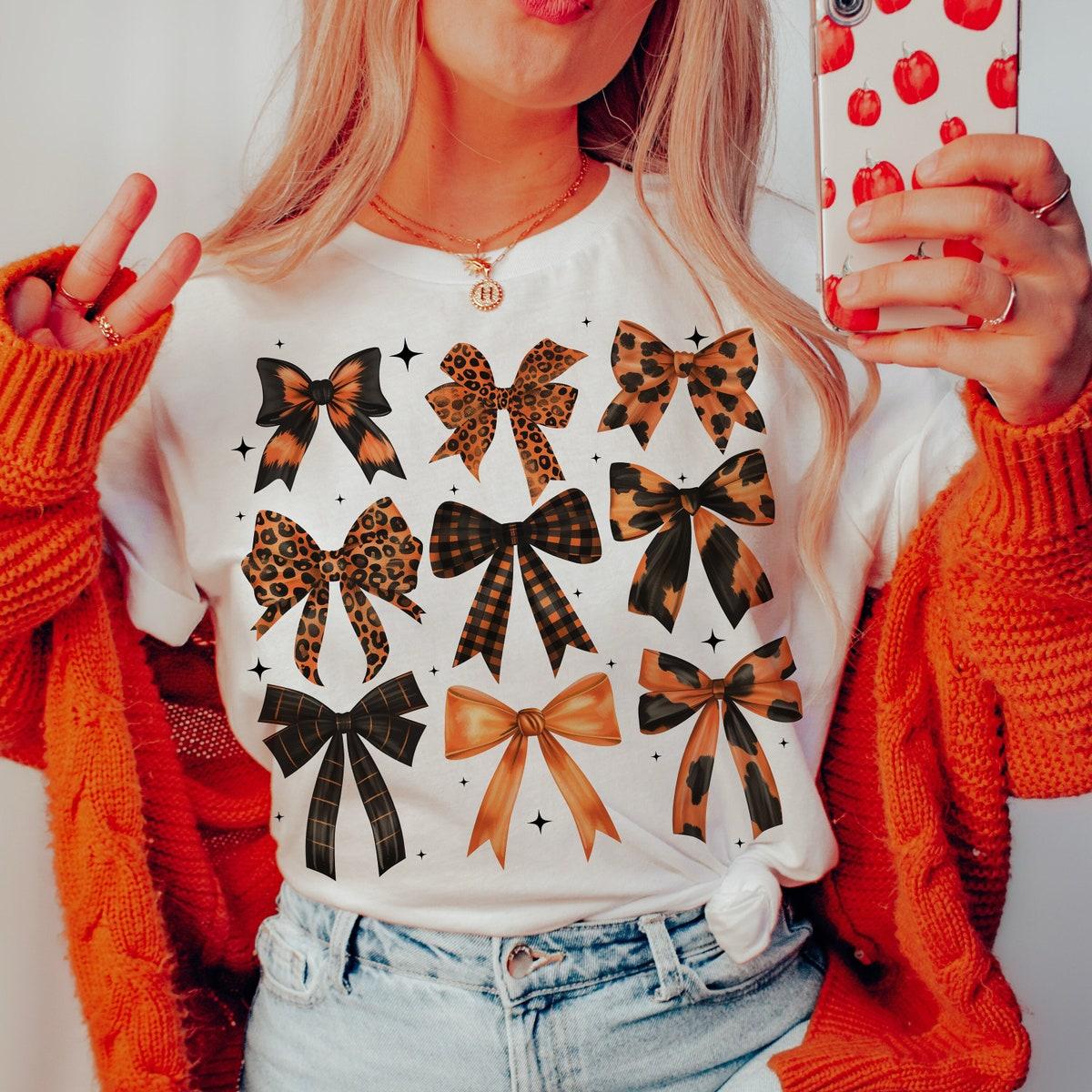 Retro Fall Pumpkin Bow Halloween Shirt 1