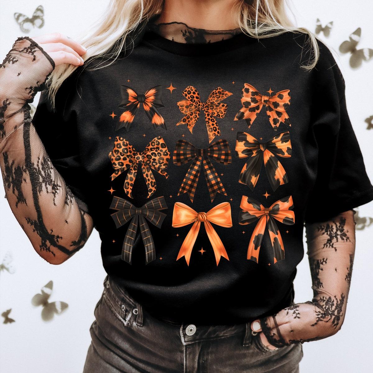 Retro Fall Pumpkin Bow Halloween Shirt 2