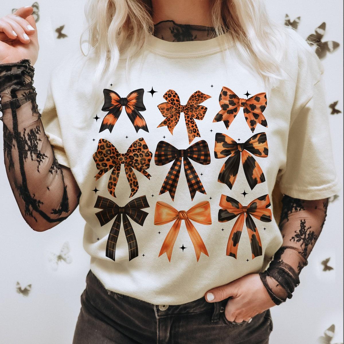 Retro Fall Pumpkin Bow Halloween Shirt 3