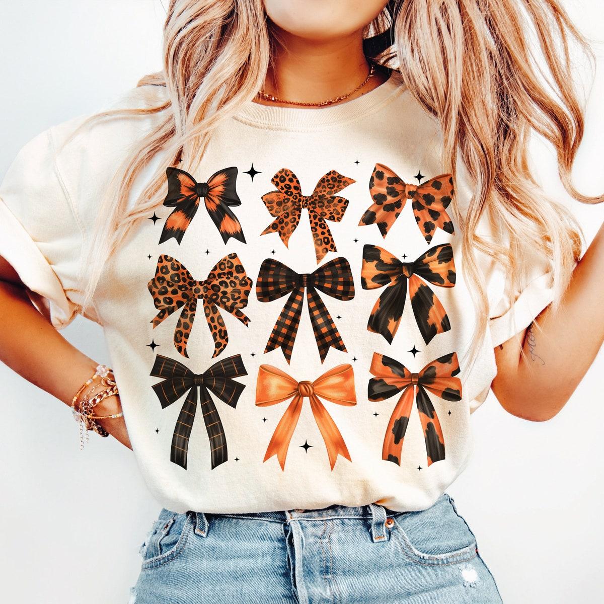 Retro Fall Pumpkin Bow Halloween Shirt 4