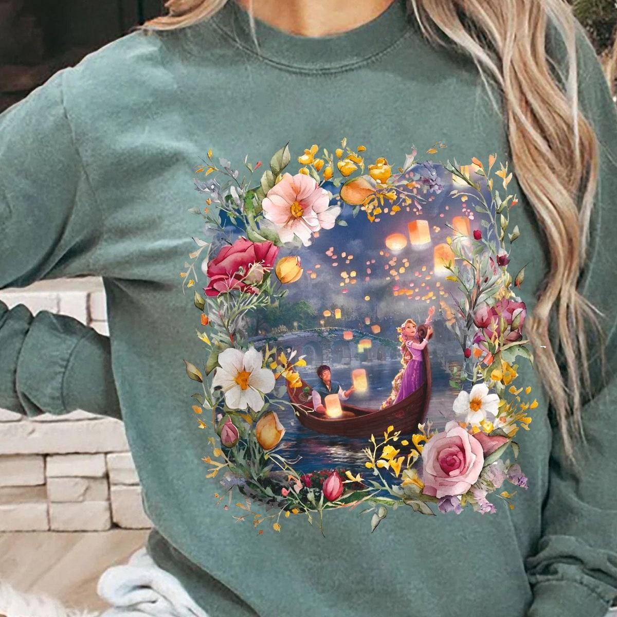 Retro Floral Princess Rapunzel Flynn Rider Disney Tangled Shirt 5