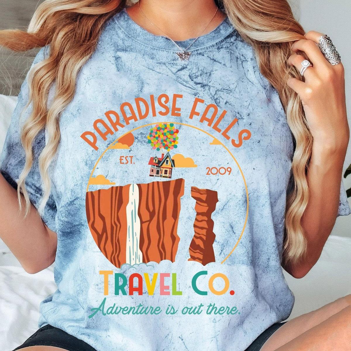 Retro Paradise Falls Vacation Travel Co Adventure Is Out There Blast Shirt 1