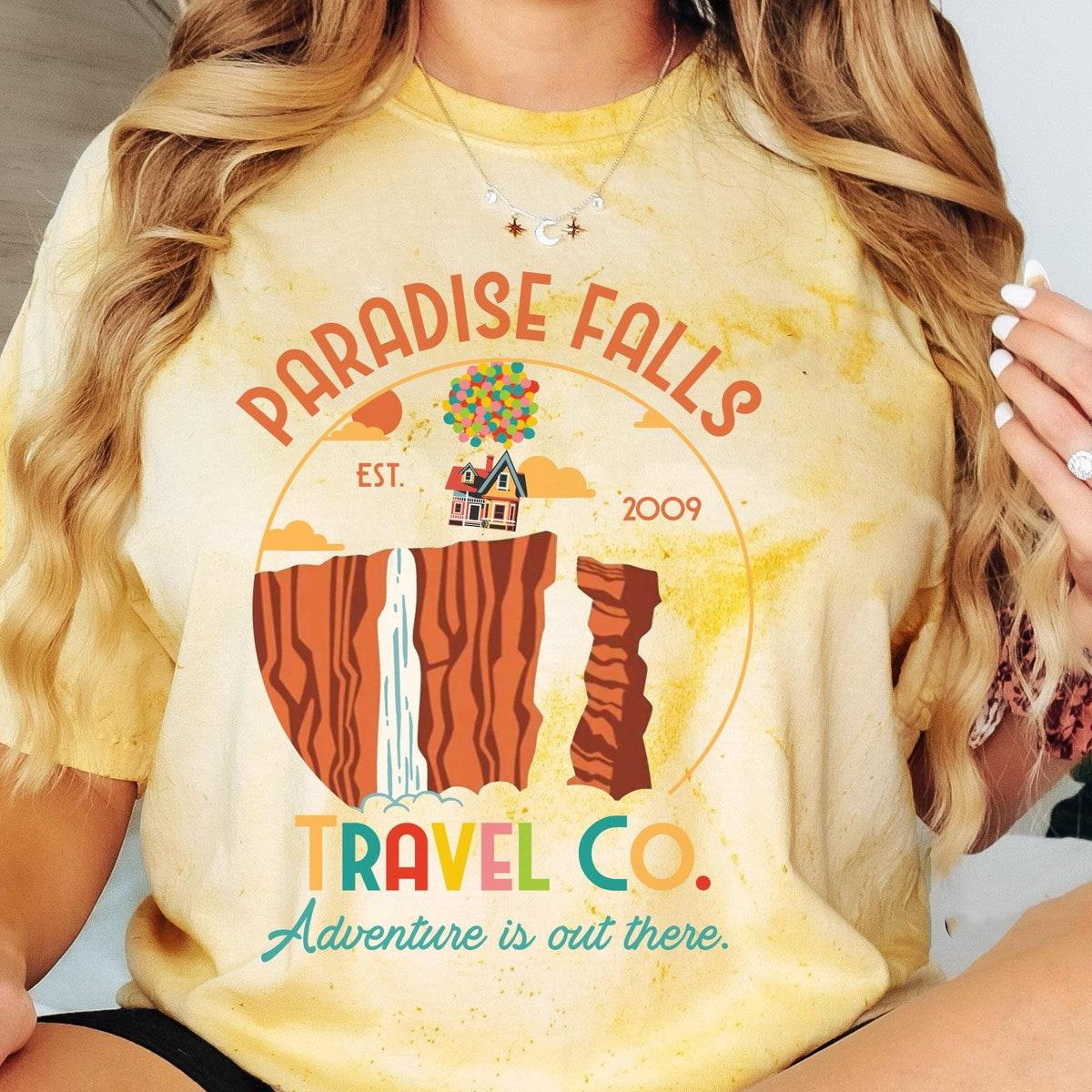 Retro Paradise Falls Vacation Travel Co Adventure Is Out There Blast Shirt 2