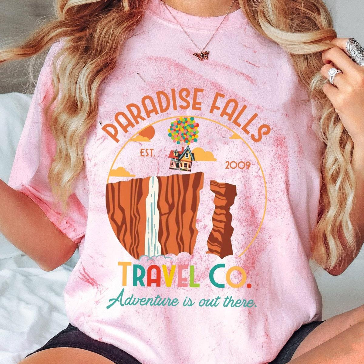 Retro Paradise Falls Vacation Travel Co Adventure Is Out There Blast Shirt 3