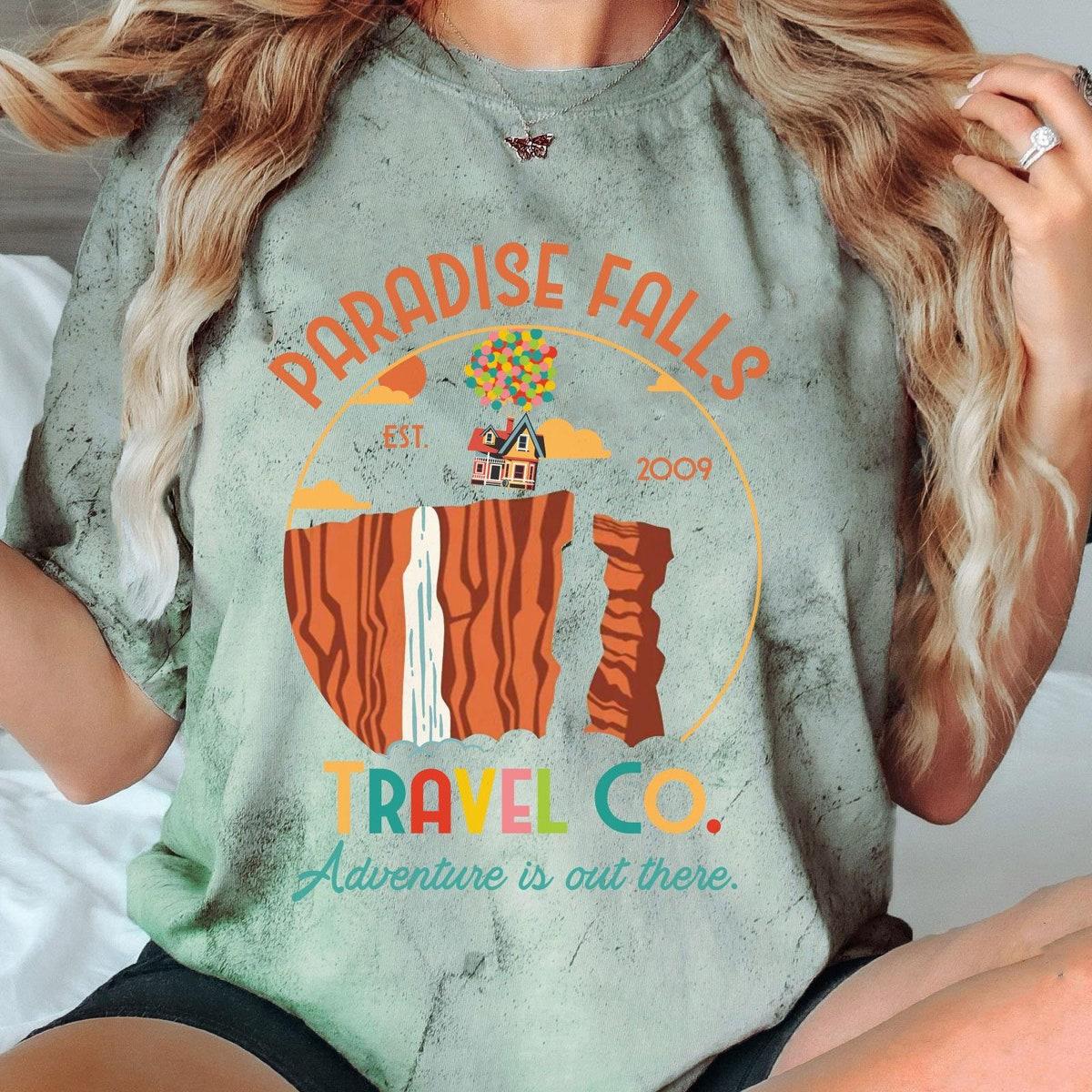 Retro Paradise Falls Vacation Travel Co Adventure Is Out There Blast Shirt 4