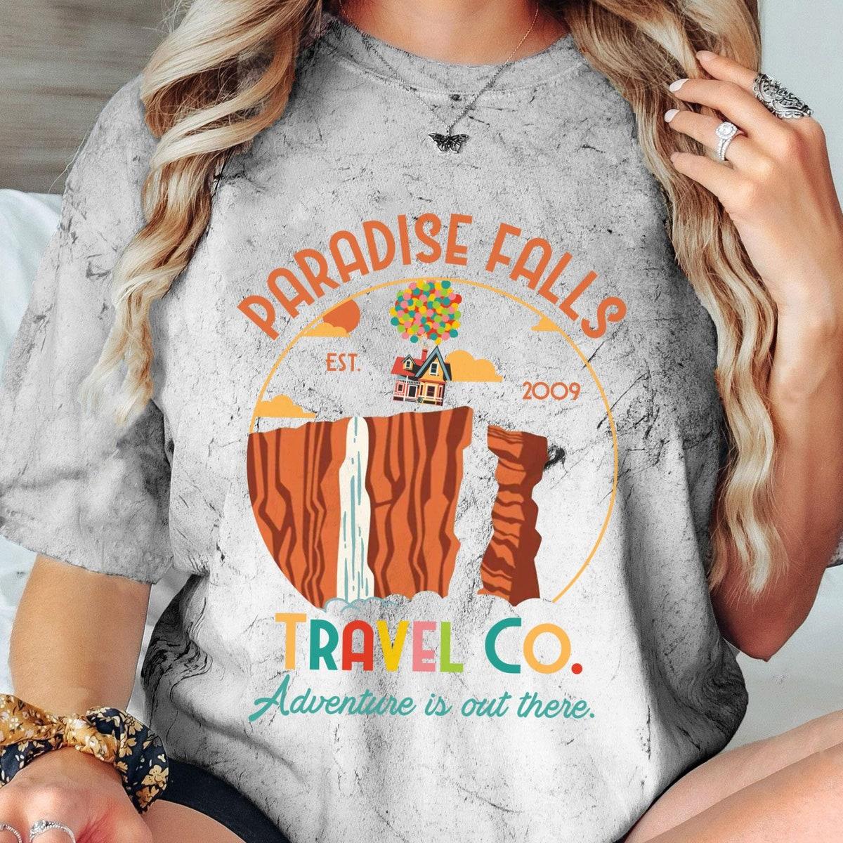 Retro Paradise Falls Vacation Travel Co Adventure Is Out There Blast Shirt 5