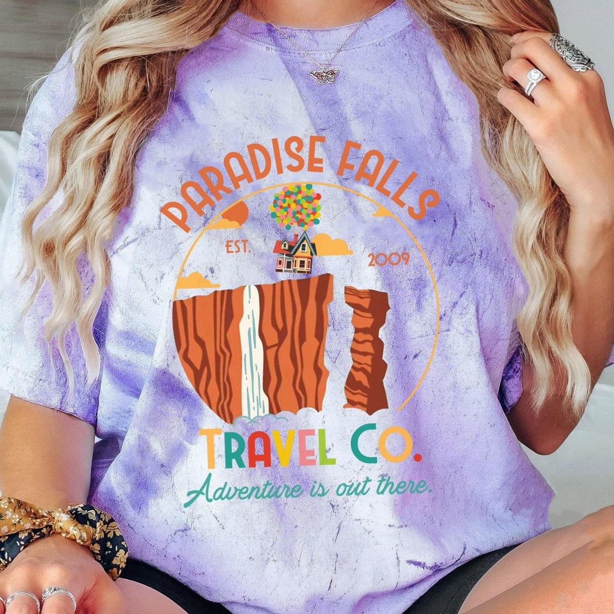 Retro Paradise Falls Vacation Travel Co Adventure Is Out There Blast Shirt 6