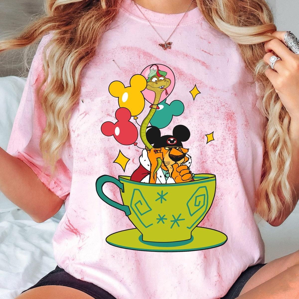 Retro Prince John And Sir Hiss With Mickey Balloon Tea Cup Blast Shirt 3