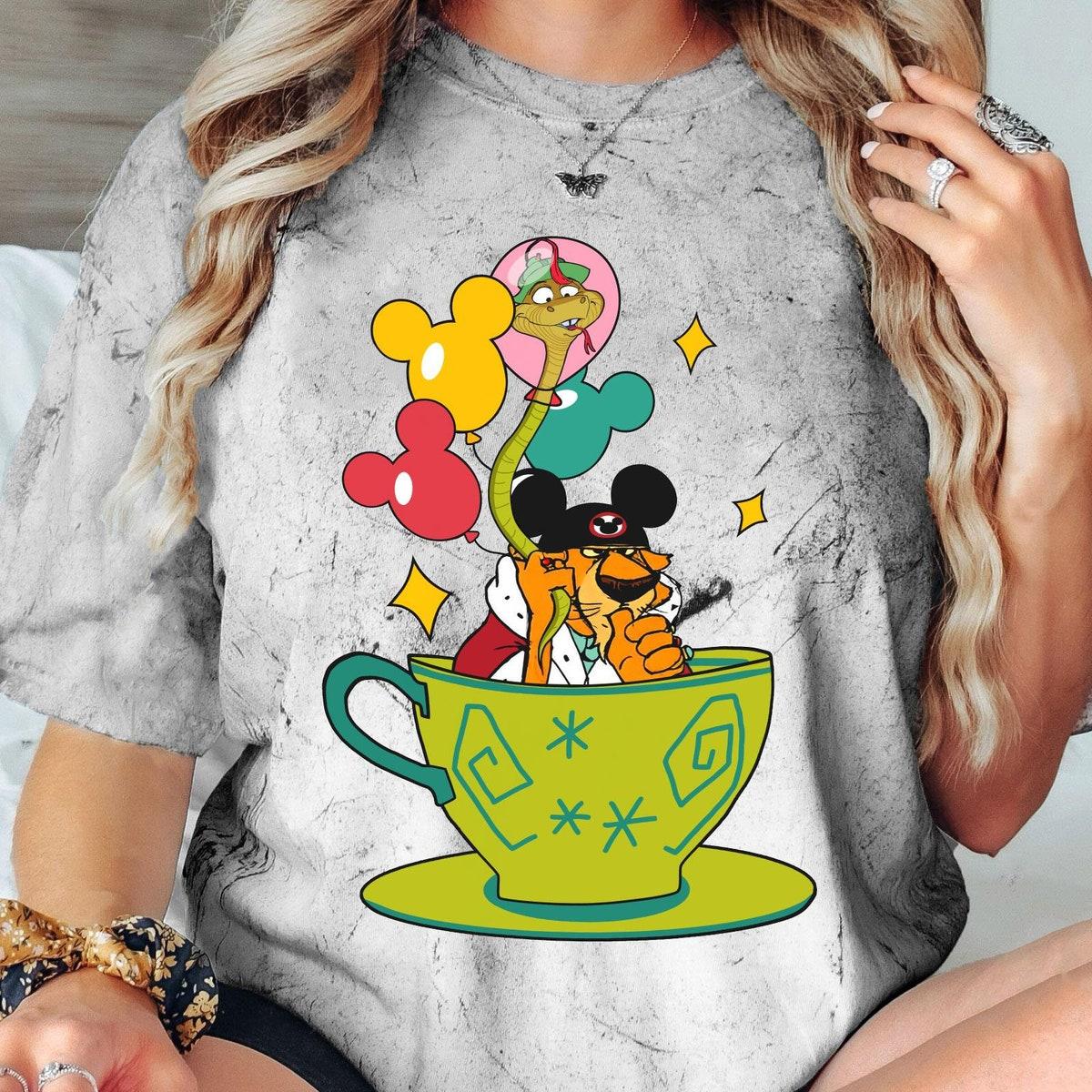 Retro Prince John And Sir Hiss With Mickey Balloon Tea Cup Blast Shirt 5