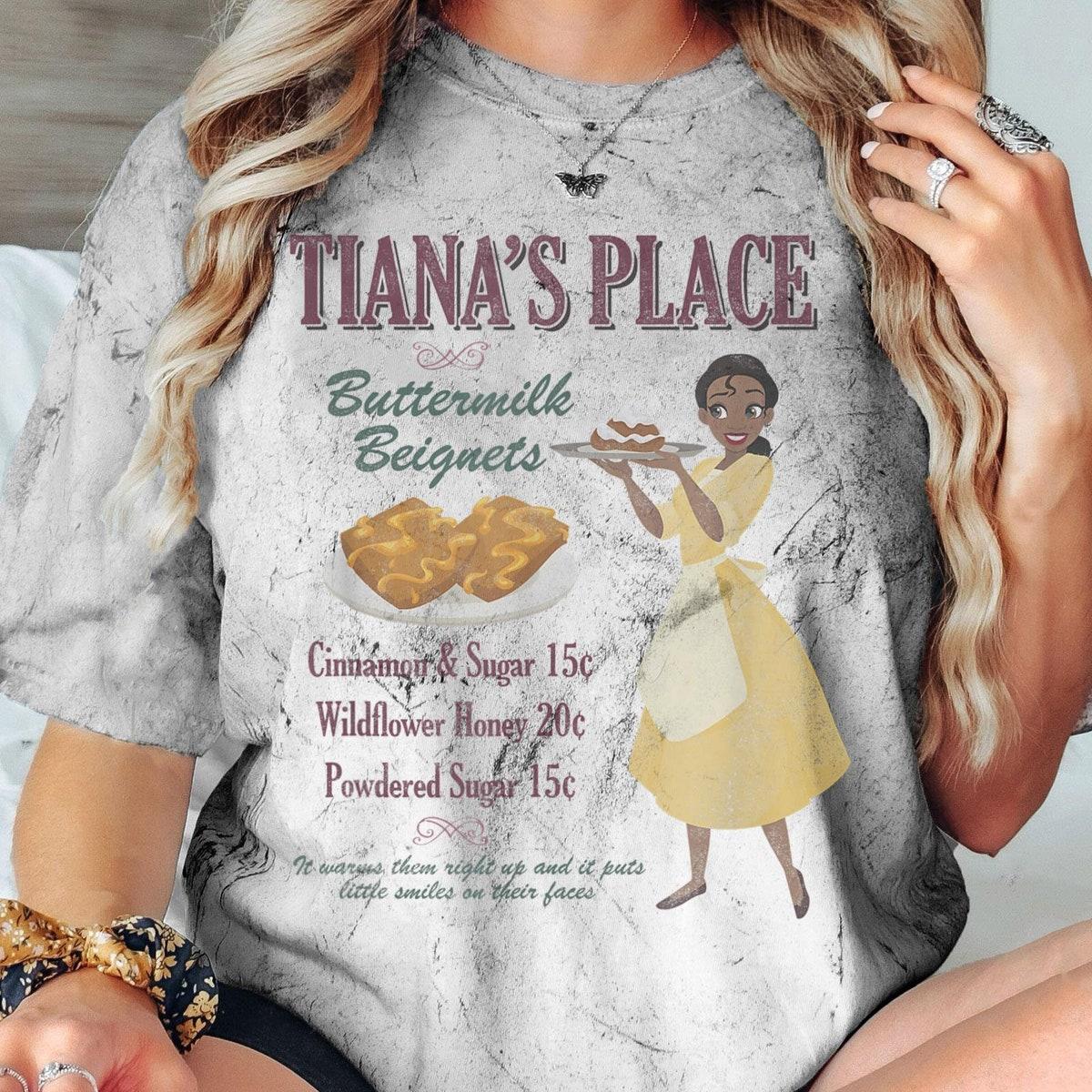 Retro Tiana's Place Buttermilk Beignets Disney Tiana Princess Shirt 3