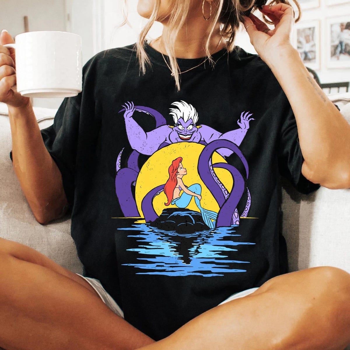 Retro Ursula Ariel On Rock The Little Mermaid Shirt 2