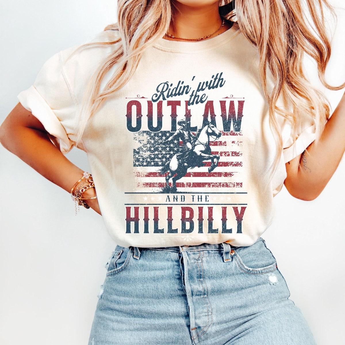 Ridin With The Outlaw And The Hillbilly Trump Shirt 1