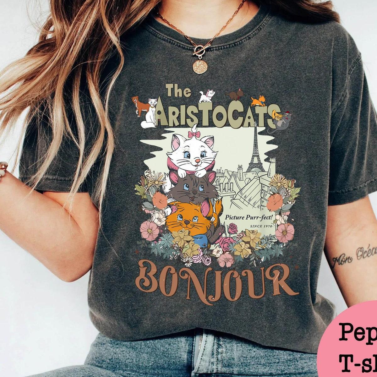 The Aristocats Marie Toulouse Berlioz Floral Bonjour Shirt 1