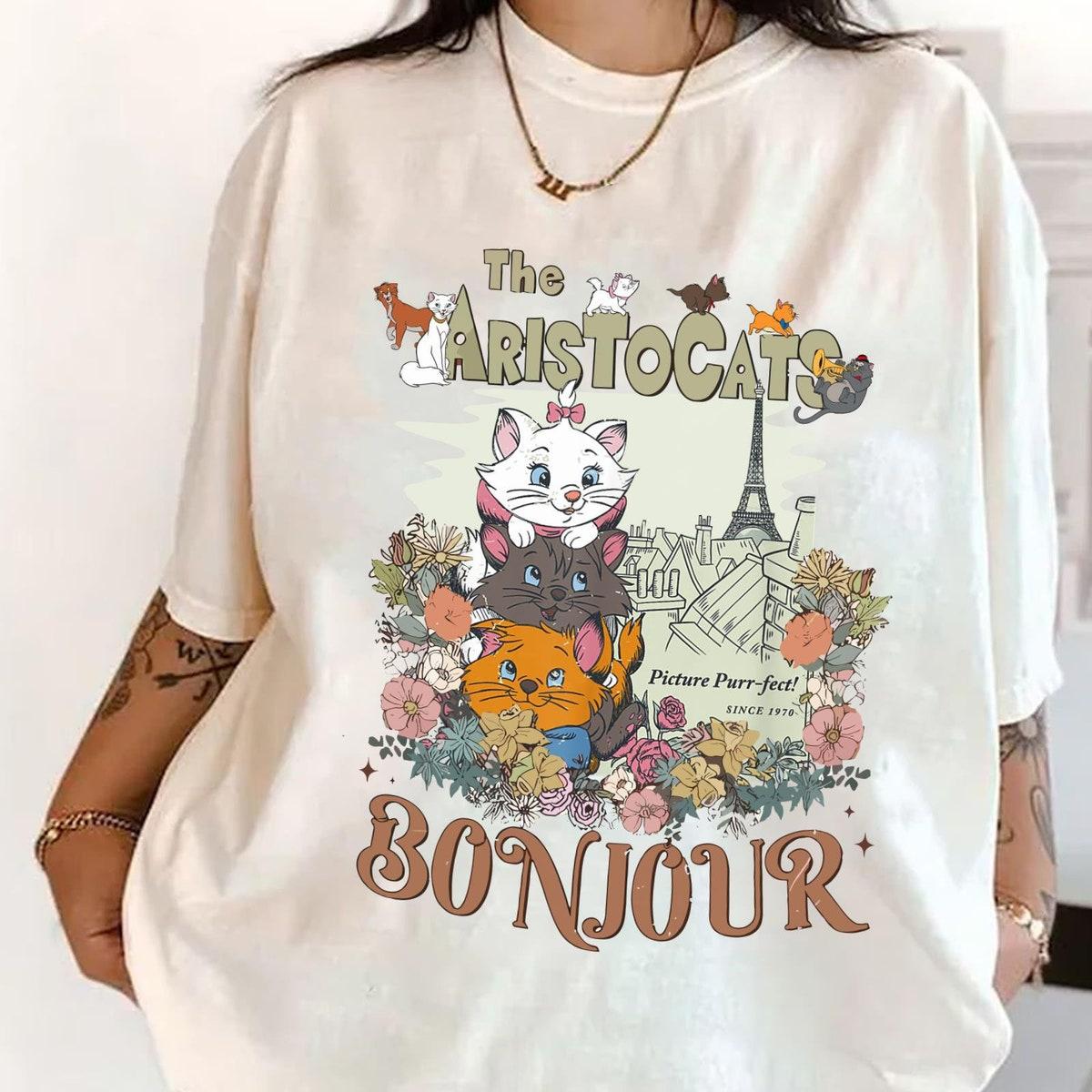 The Aristocats Marie Toulouse Berlioz Floral Bonjour Shirt 2