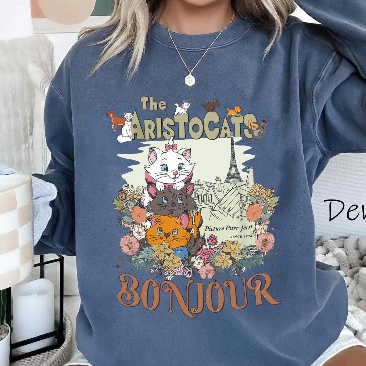 The Aristocats Marie Toulouse Berlioz Floral Bonjour Shirt 3