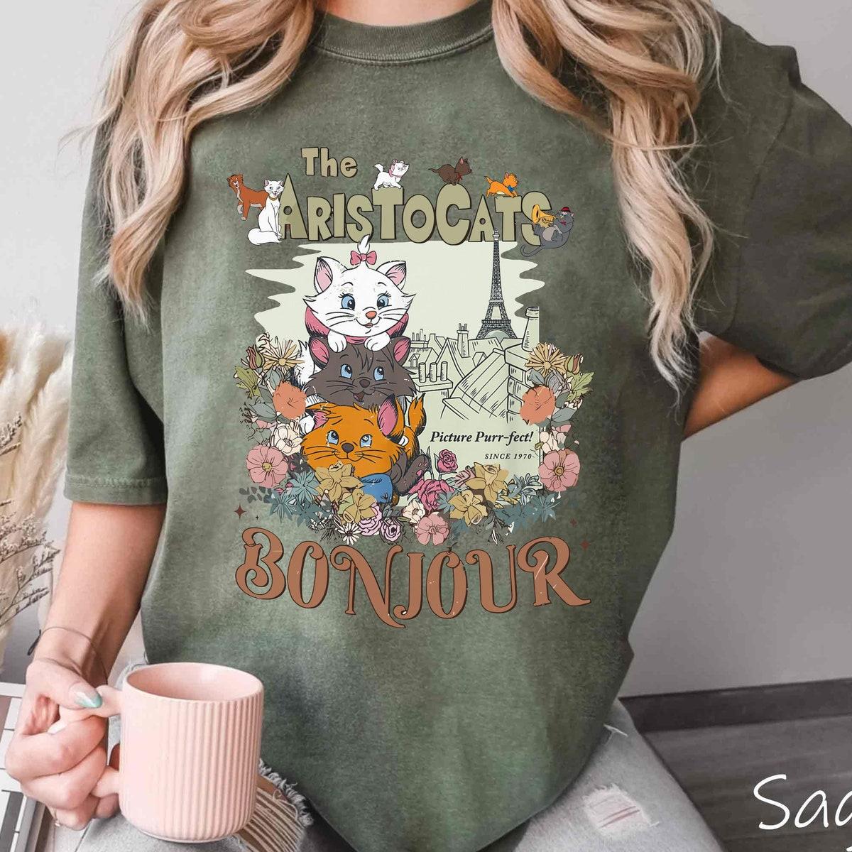 The Aristocats Marie Toulouse Berlioz Floral Bonjour Shirt 4