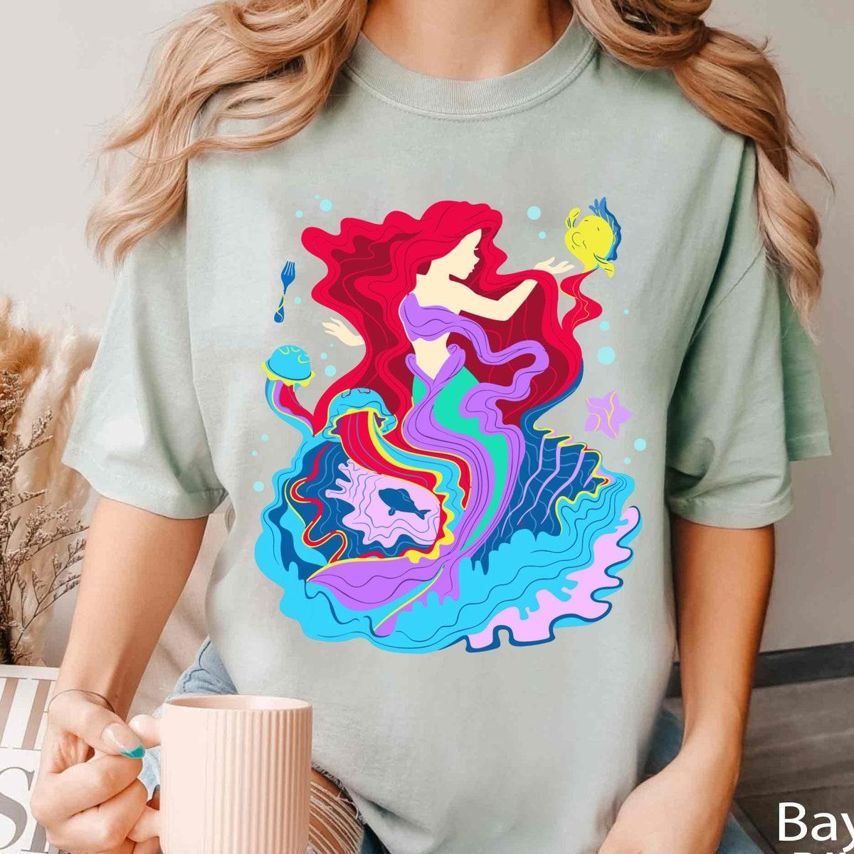 The Little Mermaid Ariel Princess With Flounder Shirt 3